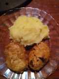 Cachetes de raya marinados con puré