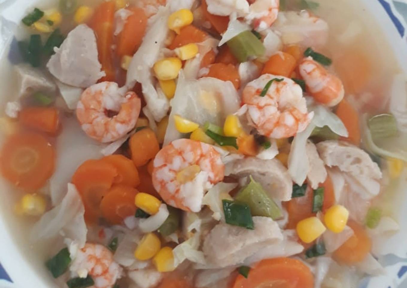 Tumis udang jamur sayur