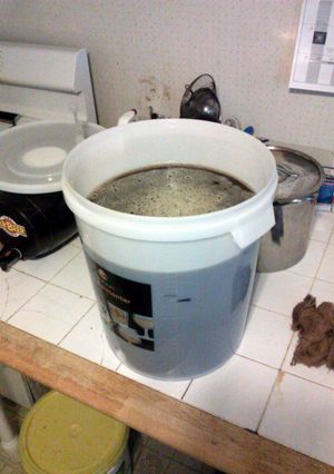 A picture of Beer (home brew) coffee porter.