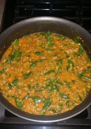 A picture of Lentil, Kale and Chorizo Soup.