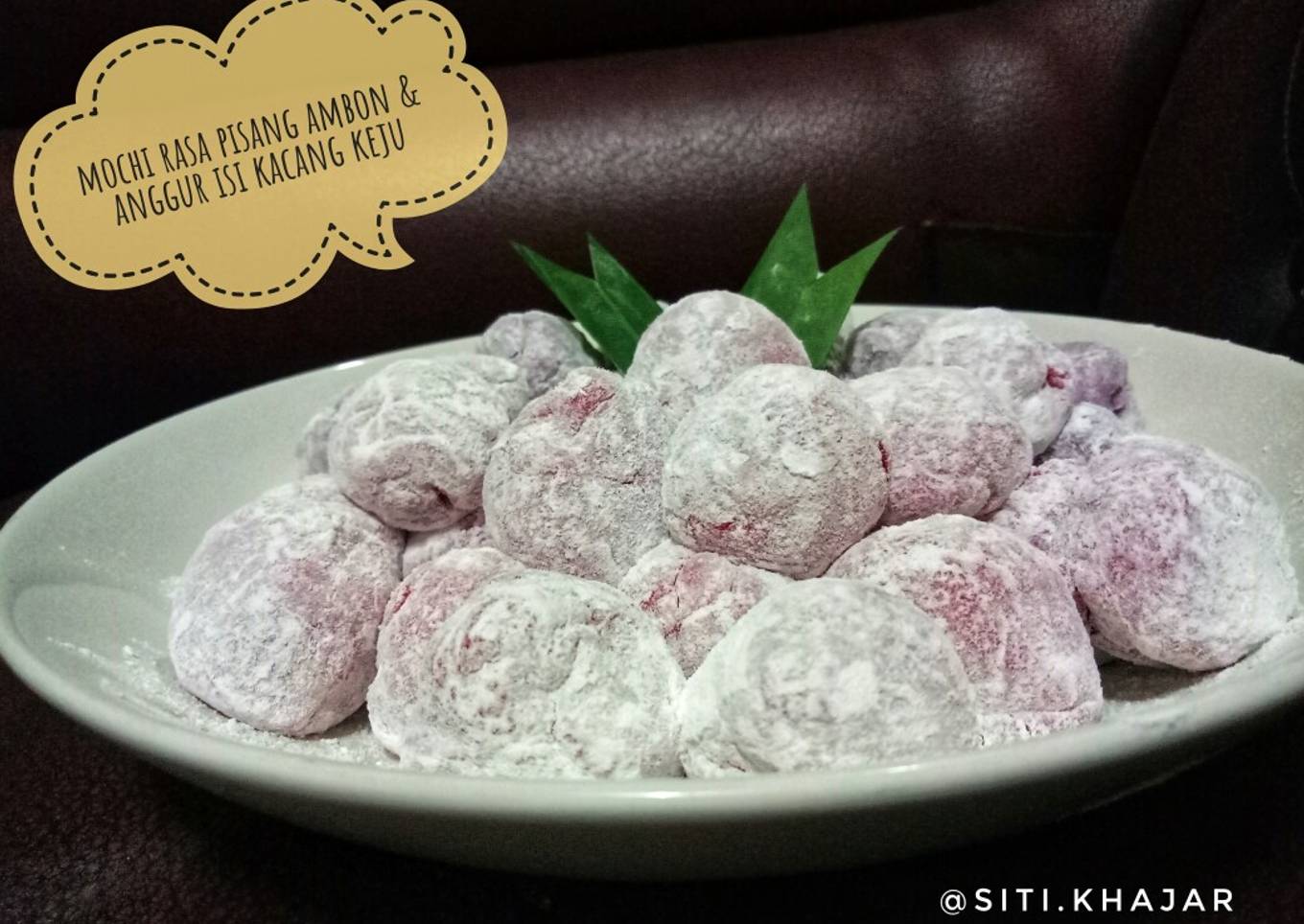 Resep Mochi rasa pisang ambon & anggur isi kacang keju