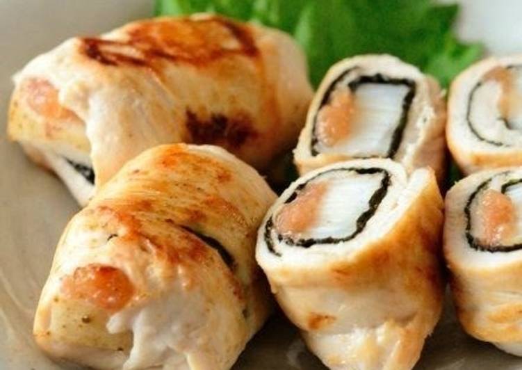 Steps to Make Perfect Yam Potato Pickled Plum and Nori Seaweed Rolls With Chicken Tenders