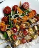 Chicken, Haloumi and Vegetable skewers