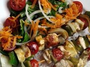 A picture of halloumi and cherry to