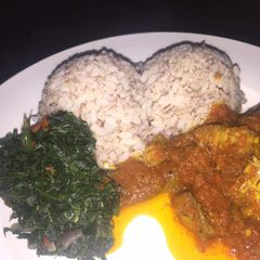 A picture of Ofada Rice & Fish Stew.