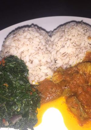 A picture of Ofada Rice & Fish Stew.