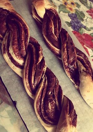 A picture of Beautiful Braided Nutella Bread.