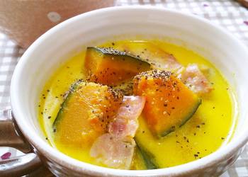 Popular Cuisine Kabocha Squash and Bacon in Buttery Milk Soup Delicious Perfect