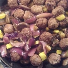A picture of Debz Meatball, Gravy & Rice.