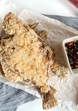 Foto resep Ikan Karei / Ikan Sebelah / Flatfish Goreng Tepung Renyah dengan Sambal Kecap