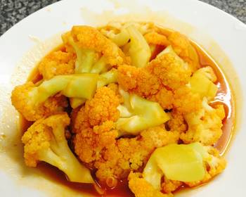 The New Way Prepare Recipe stirfry cauliflower with ketchup and soy sause  Chinese dish Very Delicious