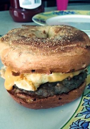 A picture of Breakfast Sammy to go!!.