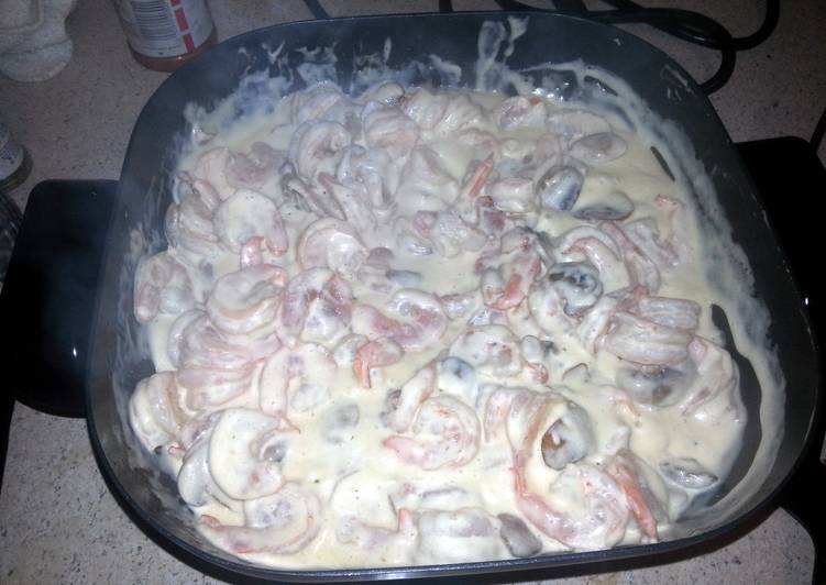 Scampi w/bacon and mushrooms