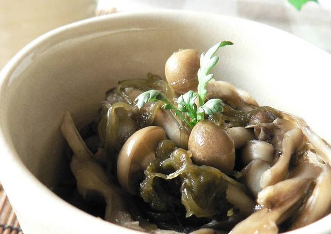 Low-Calorie! Refreshing Mushrooms and Mekabu