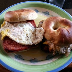 A picture of Ruben 213 Bagel Breakfast Sandwich.