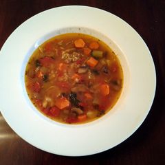 A picture of Turkey or Chicken Soup made from leftover Roast Turkey or Chicken.