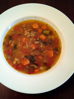 A picture of Turkey or Chicken Soup made from leftover Roast Turkey or Chicken.