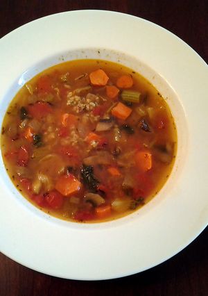 A picture of Turkey or Chicken Soup made from leftover Roast Turkey or Chicken.