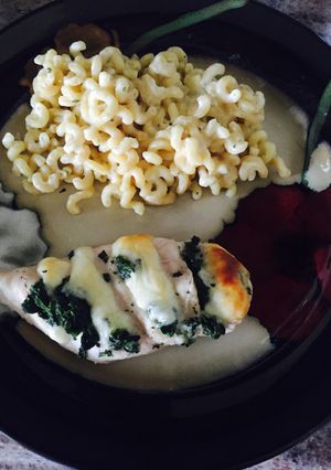 A picture of Spinach Mozzarella Hassleback Chicken.