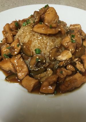 A picture of Bourbon Chicken.