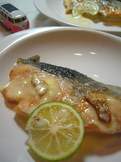 A picture of Salmon with Sudachi Mayonnaise Sauce.
