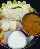 South Indian Platter Sambhar Rice Idli Vada