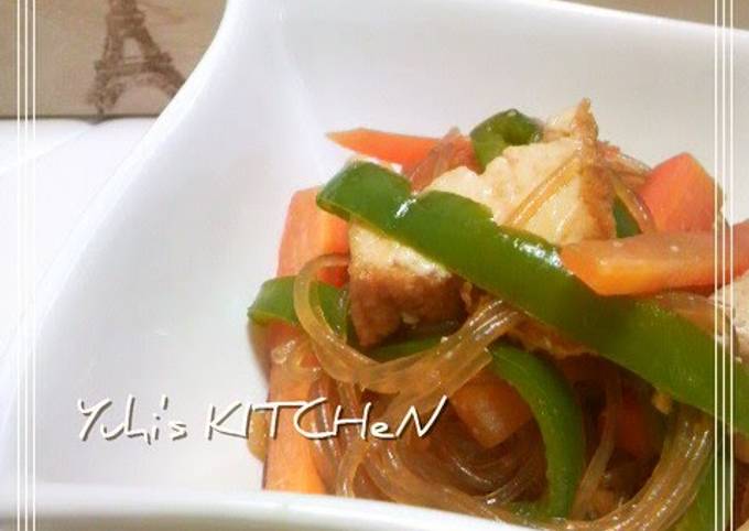 Steps to Make Eric Ripert Hearty but Meat-free Japchae with Atsuage