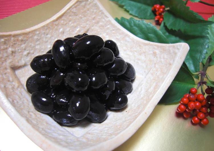 Steps to Prepare Super Quick Homemade Simmered Black Soybeans for Osechi