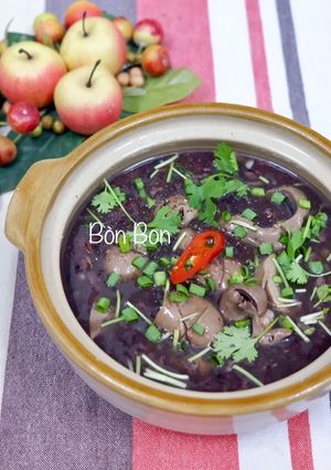 Hình của món Cháo Tim Cật Gạo Lứt Tím.
