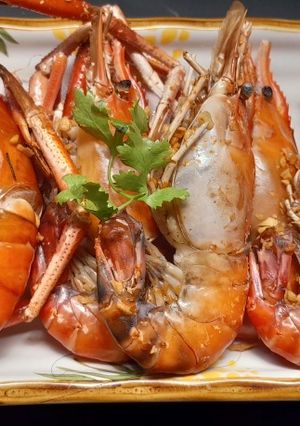 Hình của món Tôm càng xanh nướng muối ớt.