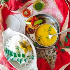 A picture of Drumstick curry (Sindhi special shing nu shaak with Fenugreek seeds).