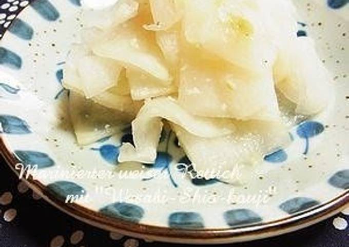 Simple Way to Prepare Any-night-of-the-week Quick Pickled Daikon with Shio-koji and Wasabi in 10 minutes
