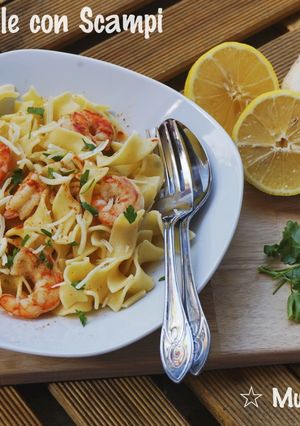 Foto resep Tagliatelle con Scampi - Pasta Tagliatelle Isi Udang Simpel
