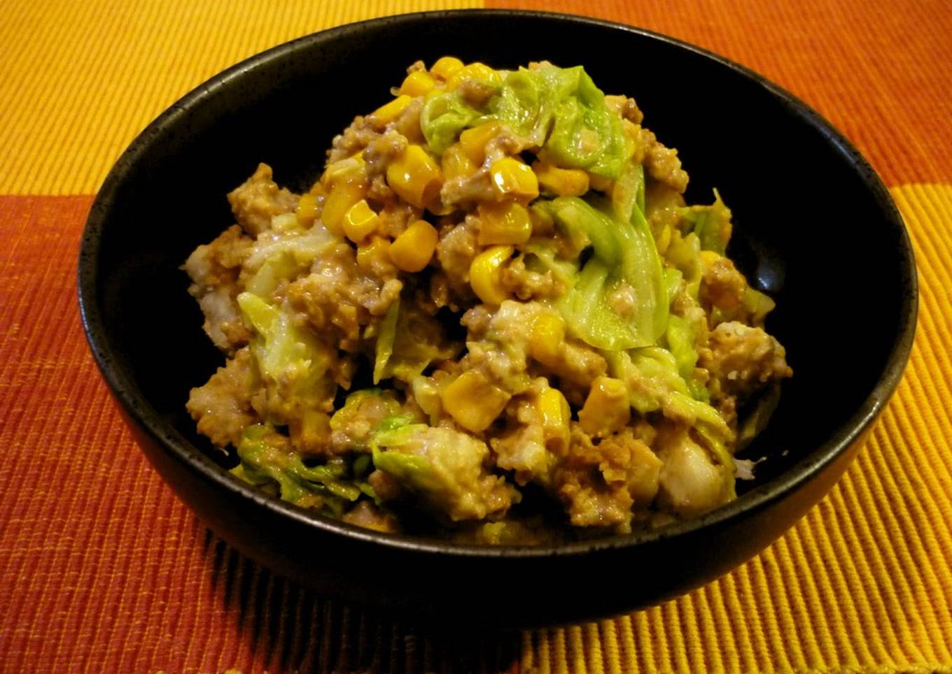 Taro, Cabbage and Ground Chicken Salad