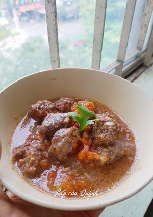 Hình của món Thịt bò viên sốt cà.
