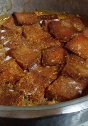 A picture of Double ka meetha( indian bread pudding).