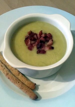 A picture of Vickys Leek & Potato Soup with Pancetta GF DF EF SF NF.