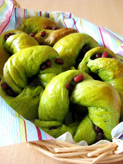 A picture of Matcha Milk Adzuki Bread.