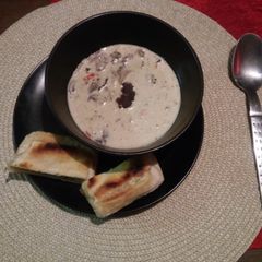 A picture of Creamy Mushroom and Biltong Soup.