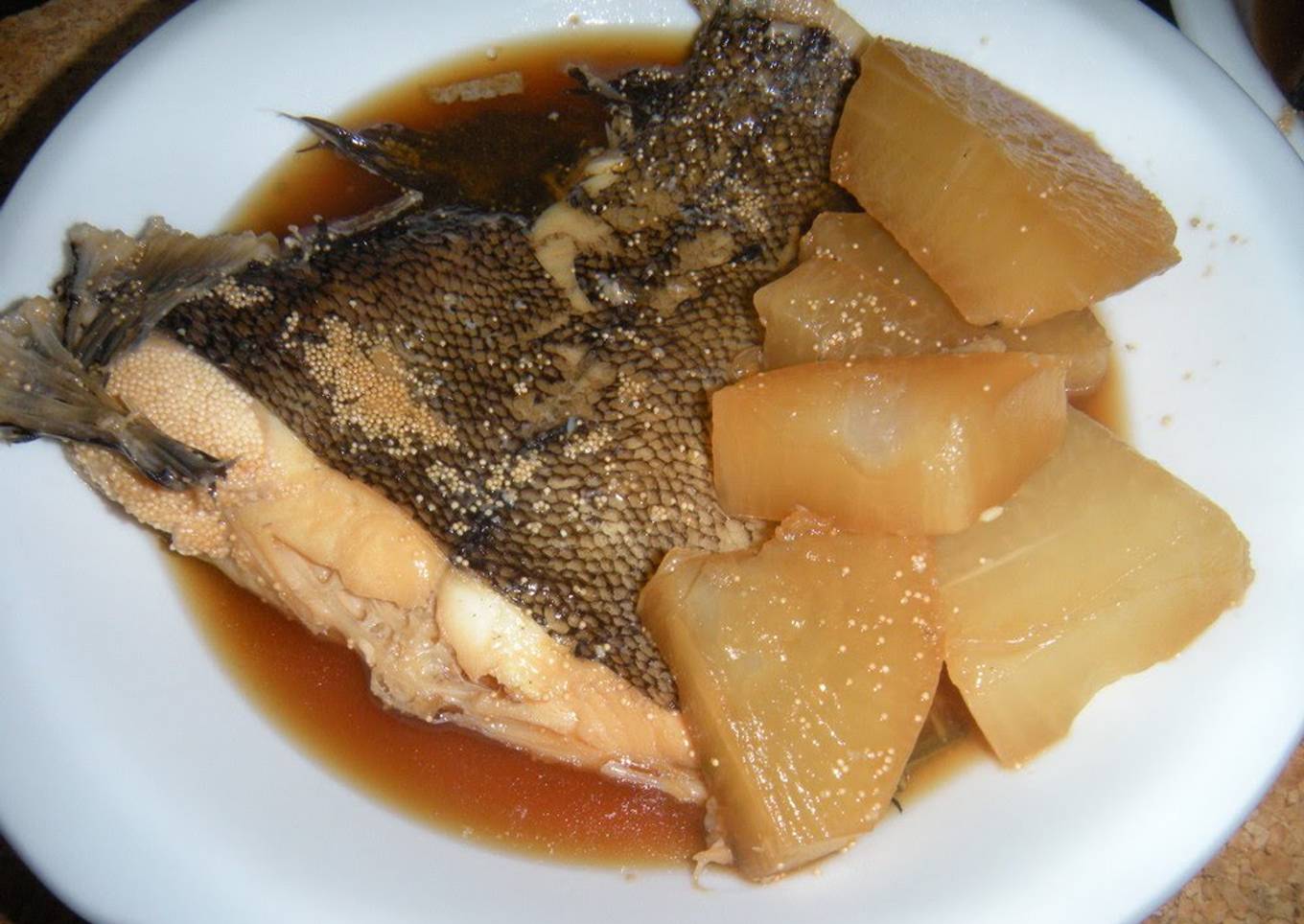 Amazing!! Super Tender Soy Sauce Flavored Daikon Radish & Flounder