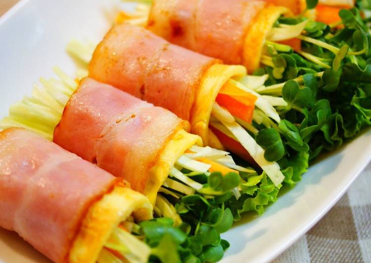 Raw Vegetables Wrapped with Bacon and Eggs