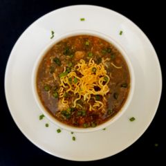 A picture of Chicken manchow soup.