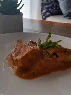 Una foto de Bacalao al pimiento