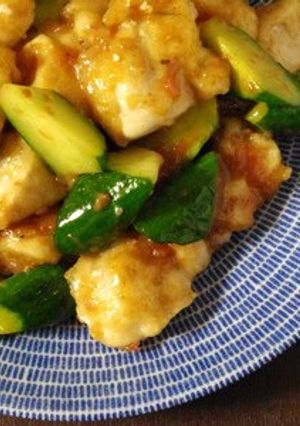 A picture of Chicken Breast, Ume and Cucumber Stir Fry.