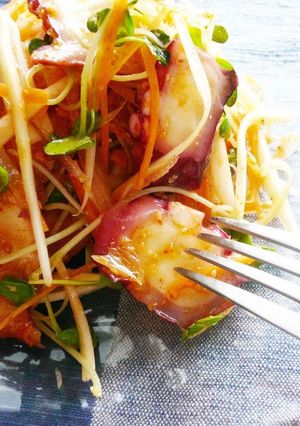 A picture of Octopus and Shredded Vegetable Salad With Gochujang.