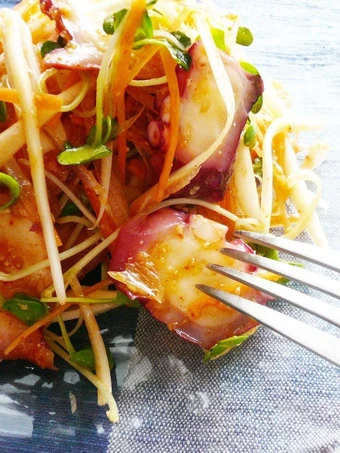 Simple Way Make Recipe Octopus and Shredded Vegetable Salad With Gochujang that is Can Pamper Your Tongue, Can Spoil the Tongue}