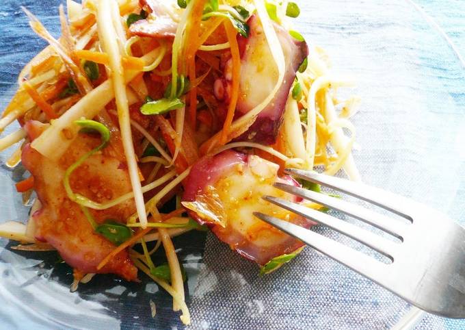 Steps to Prepare Eric Ripert Octopus and Shredded Vegetable Salad With Gochujang