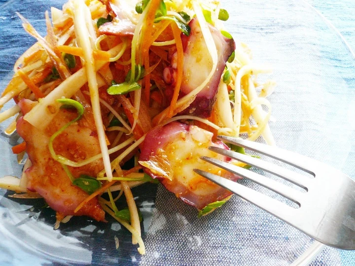 Simple Way Make Recipe Octopus and Shredded Vegetable Salad With Gochujang that is Can Pamper Your Tongue, Can Spoil the Tongue}