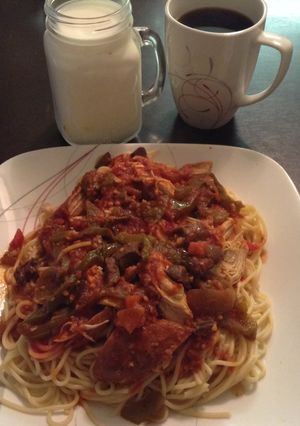 A picture of Slow Cooked Made The House Smell So Dam Good Chicken Cacciatore.