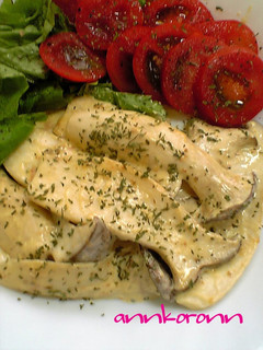 A picture of King Trumpet Mushroom Steaks with Mayonnaise.